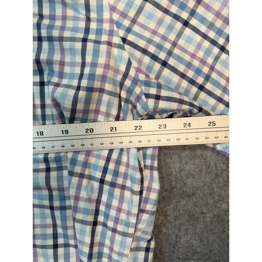Peter Millar Mens XL Blue Purple Plaid Check Button Down Long Sleeve Shirt